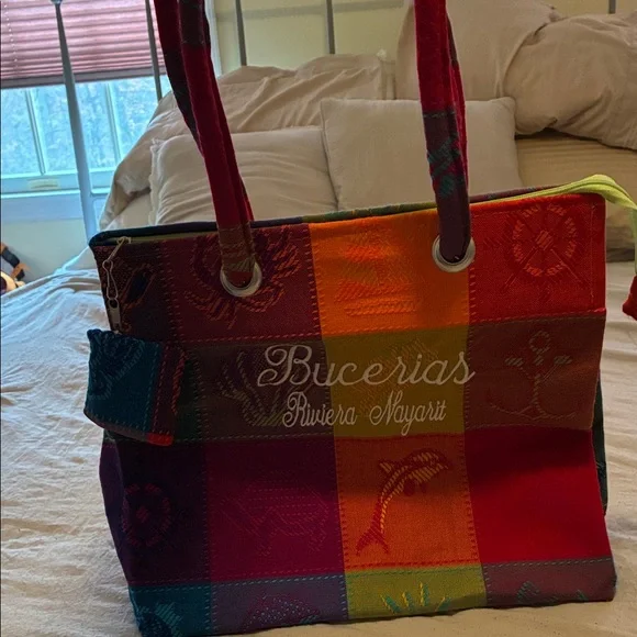 Colorful Tote Bag from Mexico - “Bucerias Riviera Nayarit” - Picture 9 of 12